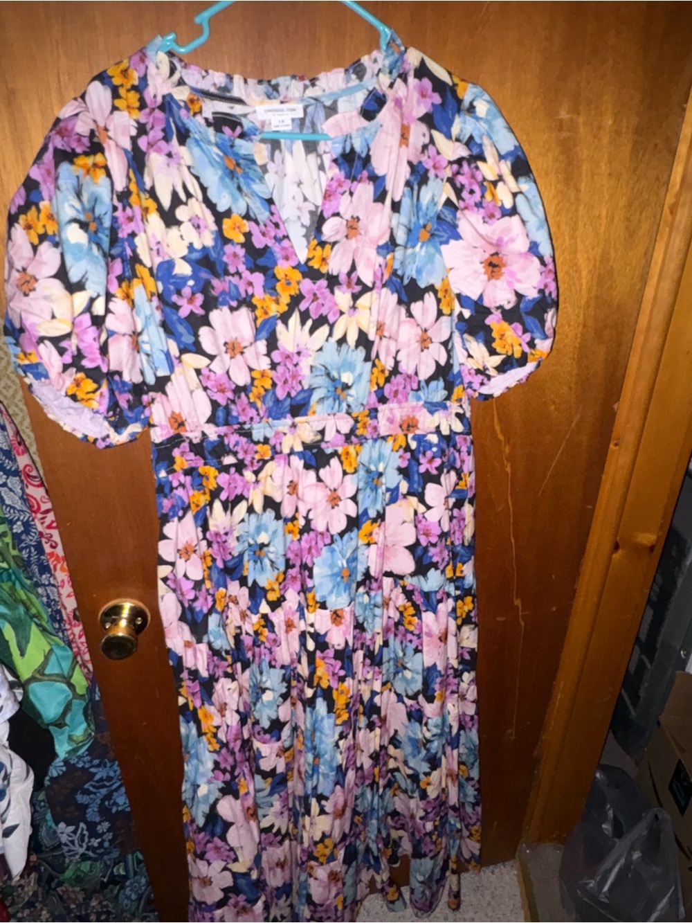 Chic Soul Floral Maxi Dress With Bubble Sleeves NWOT